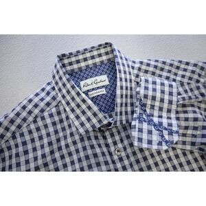 Robert Graham Navy and White Checked Casual Button-Down Shirt
